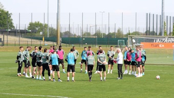 Das Team von Borussia Mönchengladbach, hier bei einer Trainingseinheit am 5. Mai 2022 im Borussia-Park, verabschiedet sich in der kommenden Woche in die Sommerpause.