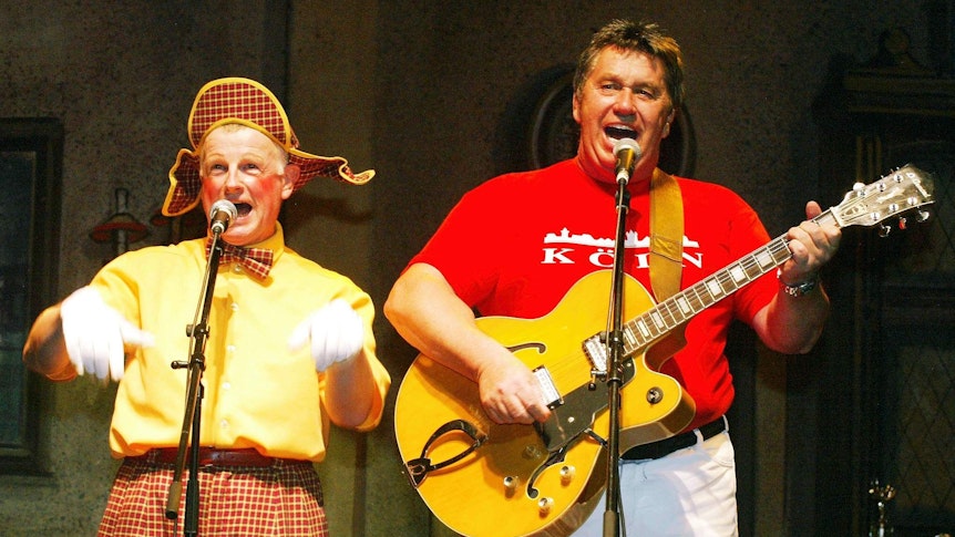 Die 2 Schlawiner 2008 bei einem Auftritt im Maritim in Köln