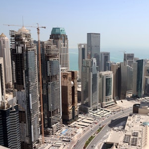 Ein Blick auf einen Teil der Skyline von Doha in Katar.