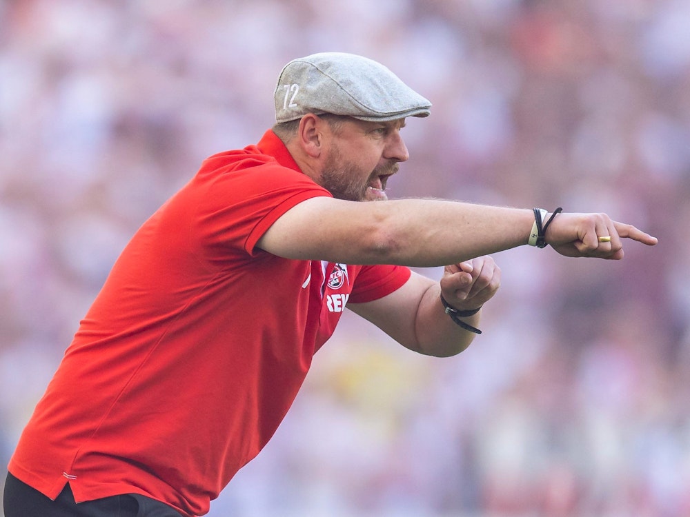 Steffen Baumgart coacht energisch an der Seitenlinie des 1. FC Köln.