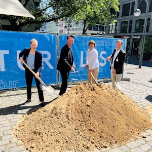 Eva Herr, Prof. Stephan Lenzen, Henriette Reker und Ascan Egerer in Köln zum Auftakt des Projekts „Via Culturalis“.