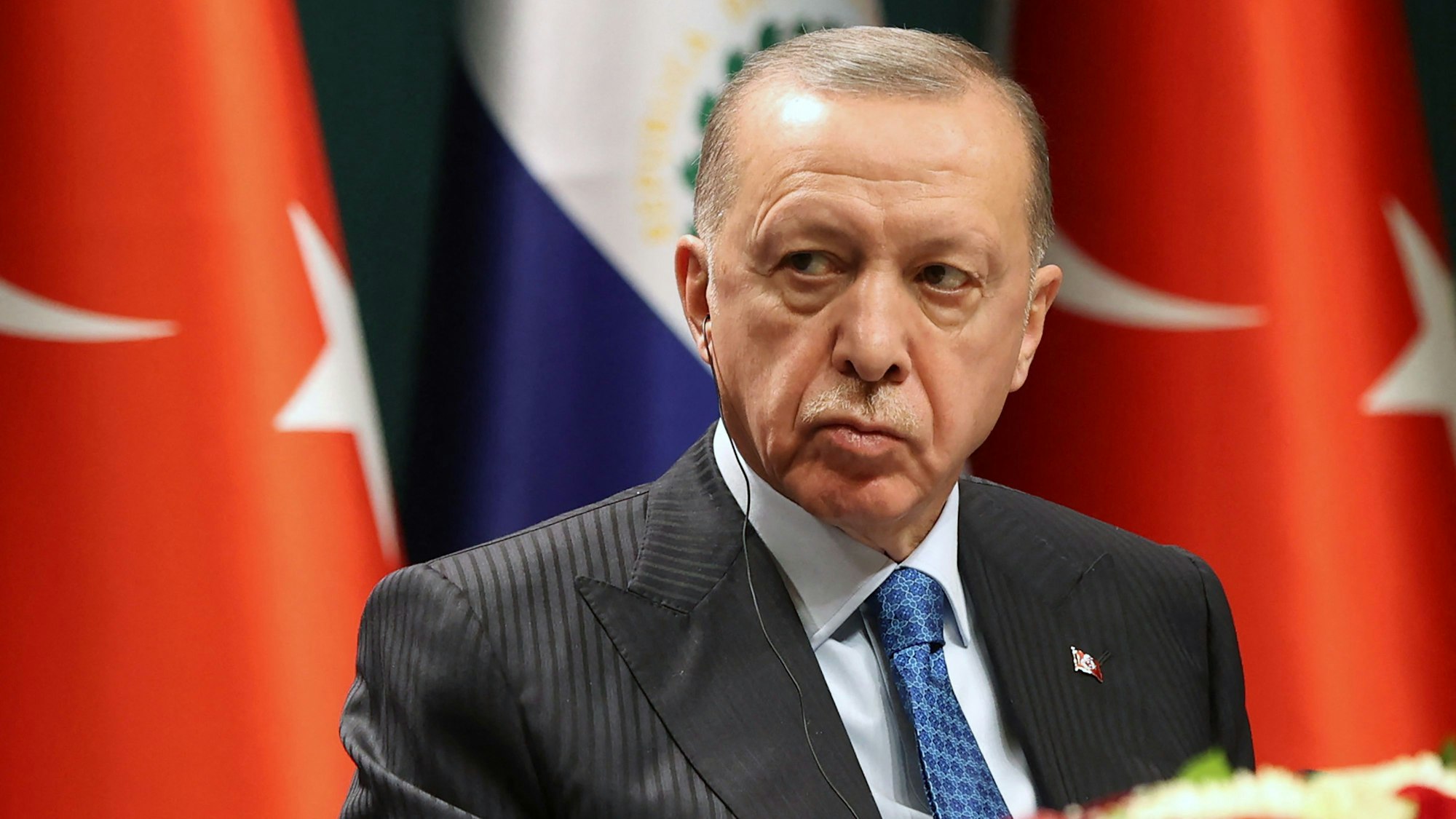 Der türkische Präsident Recep Tayyip Erdogan im Januar 2022 auf einer Pressekonferenz in Ankara.