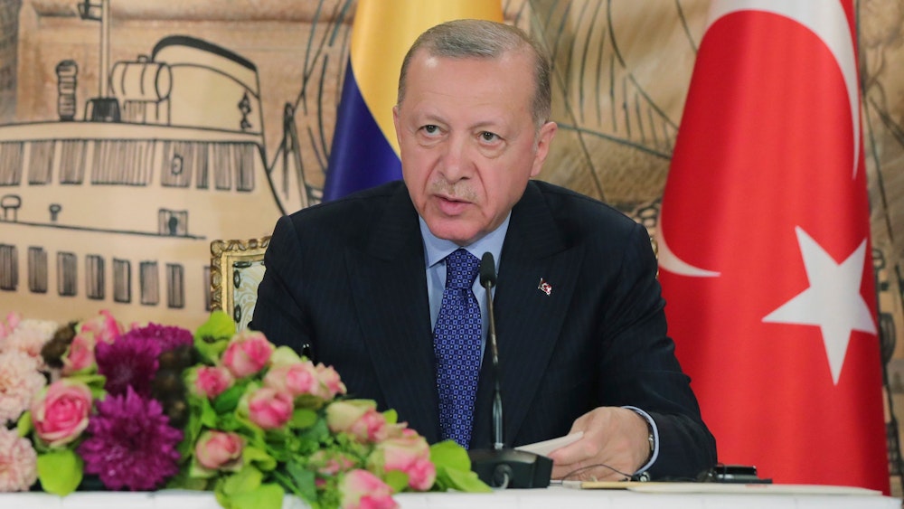 Auf diesem von der türkischen Präsidentschaft zur Verfügung gestellten Bild spricht der türkische Präsident Recep Tayyip Erdogan während einer Pressekonferenz am 20. Mai in Istanbul.