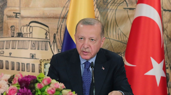 Auf diesem von der türkischen Präsidentschaft zur Verfügung gestellten Bild spricht der türkische Präsident Recep Tayyip Erdogan während einer Pressekonferenz am 20. Mai in Istanbul.