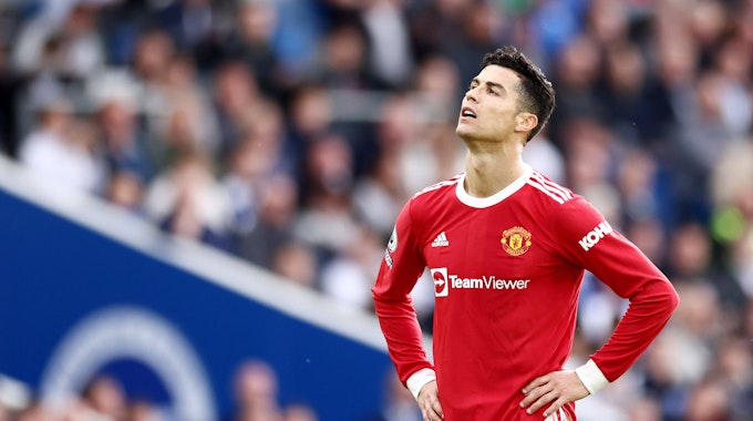 Bei der 0:4-Niederlage gegen Brighton & Hove Albion ist Cristiano Ronaldo mit der Leistung seiner Mannschaft nicht zufrieden.