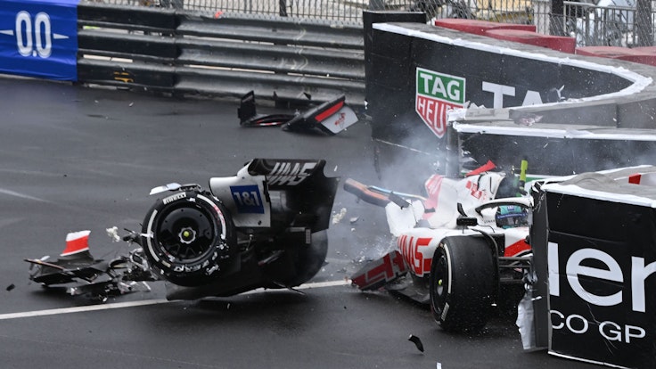 Der Haas von Mick Schumacher beim Unfall.