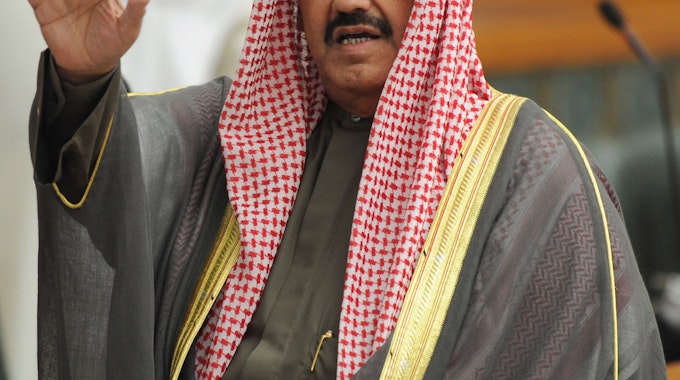 Das Foto zeigt Sheikh Ahmad Nasser Al-Mohammad Al-Sabah am 14.06.2011 in der Stadt Kuwait. Er war von 2006 bis 2011 Premierminister des Emirats.