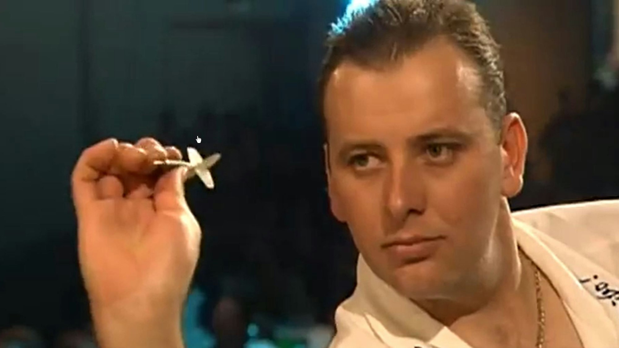 Darts-Legende Shaun Greatbatch während seines Finalspiels bei den Dutch Open im Februar 2002