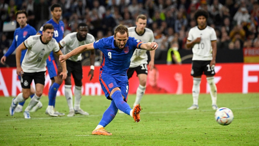 Harry Kane traf am 7. Juni 2022 zum späten 1:1-Ausgleich für England gegen Deutschland.