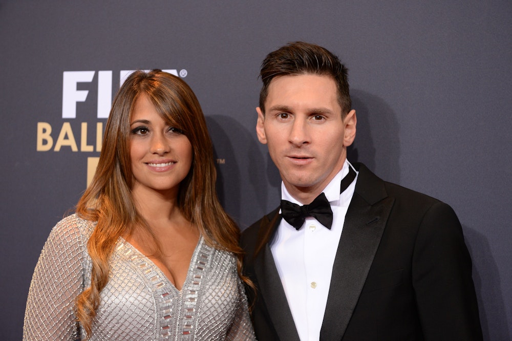 Lionel Messi und Ehefrau Antonella Roccuzzo 2015 bei der Fifa-Gala