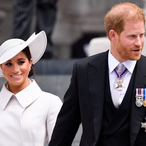 Prinz Harry und Herzogin Meghan kommen am 3. Juni 2022 zu den Feierlichkeiten zum Thronjubiläum der Queen.