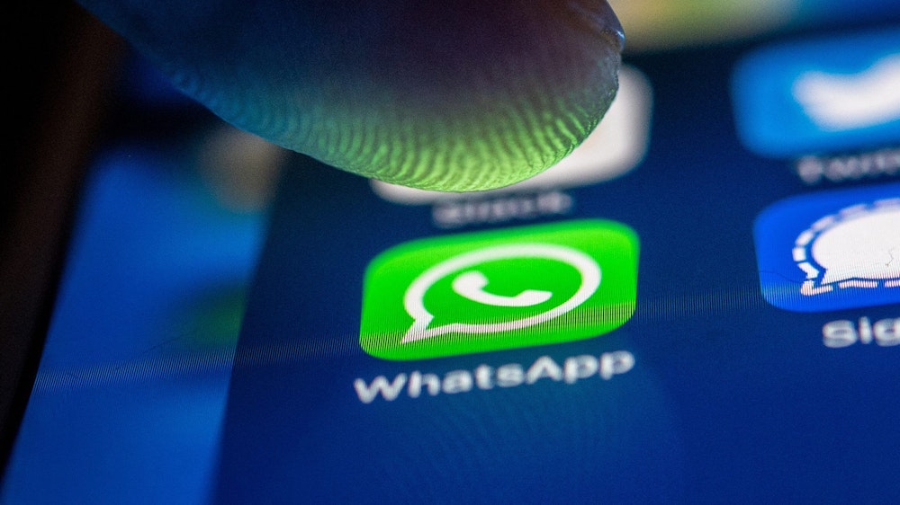 Das Whatsapp-Logo auf einem Smartphone.