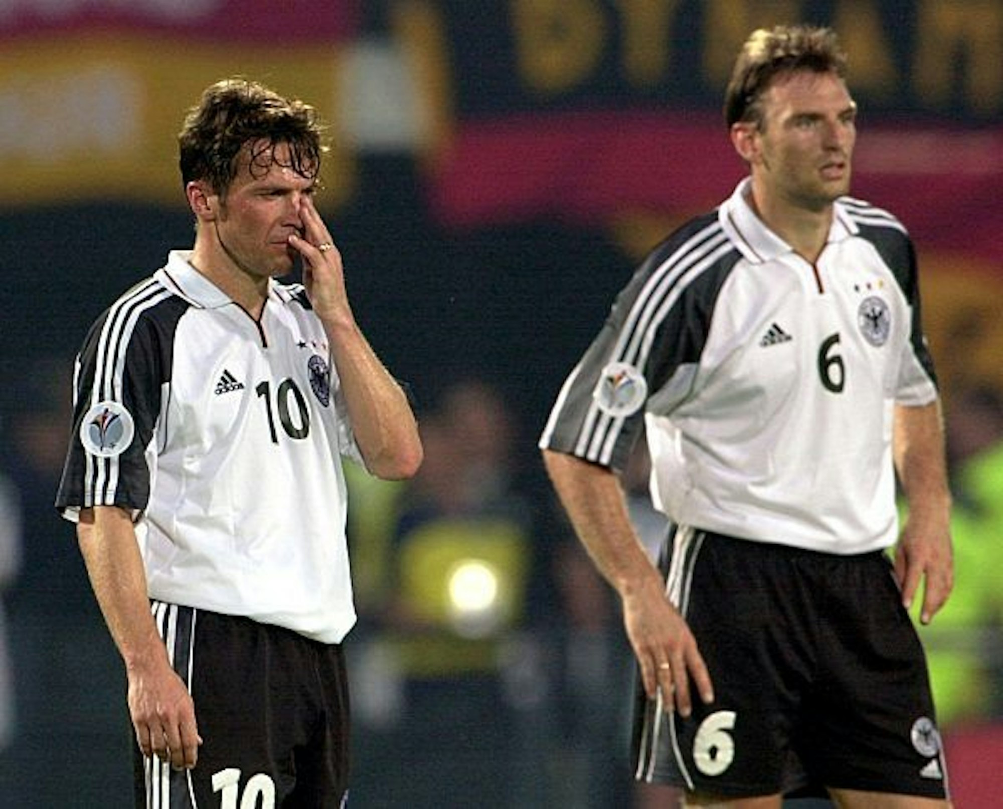 Lothar Matthäus und Jens Nowotny sind enttäuscht nach dem frühen EM-aus.