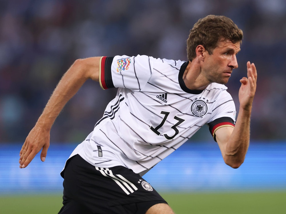 Deutschlands Nationalspieler Thomas Müller hadert im Nations-League-Spiel in Ungarn.