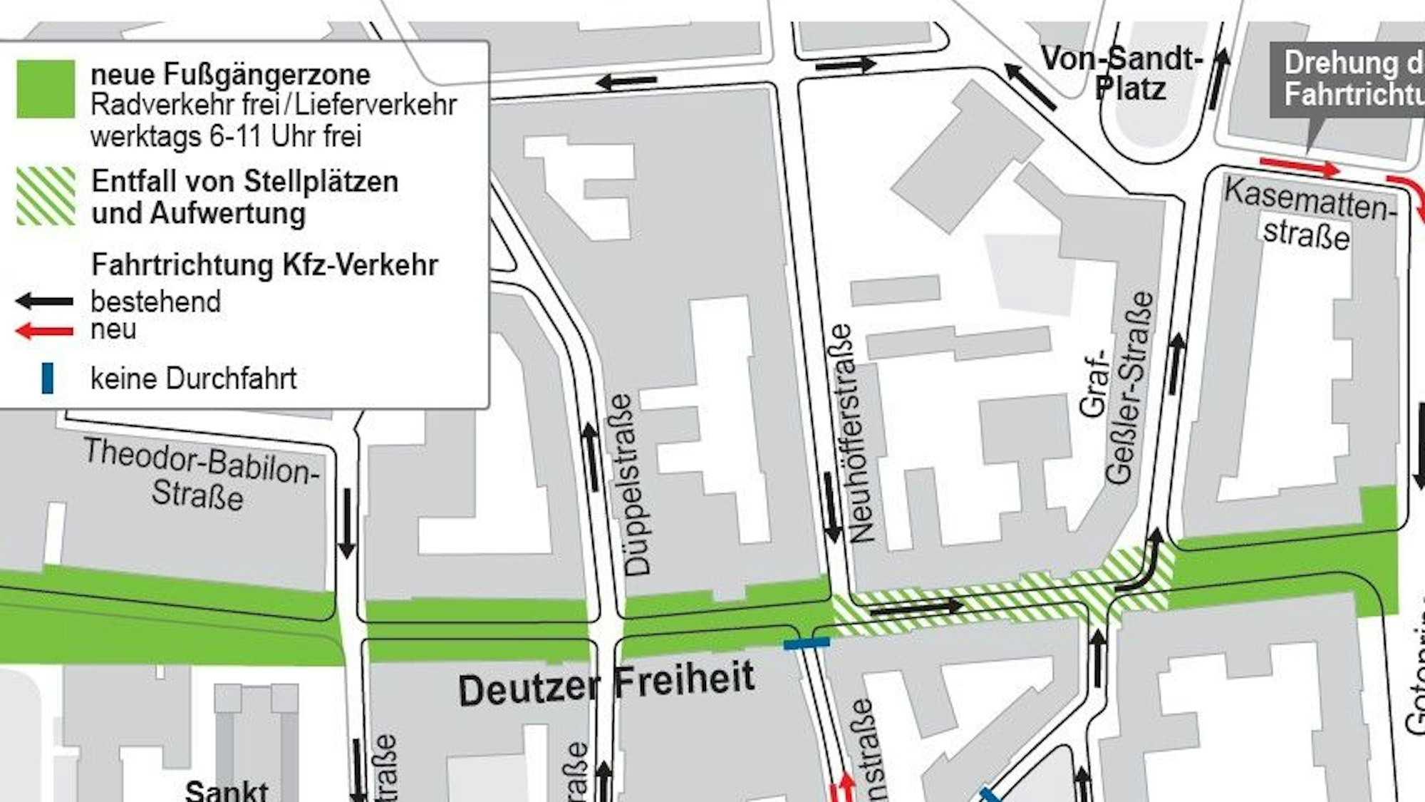 Neues Verkehrskonzept in Köln-Deutz.
