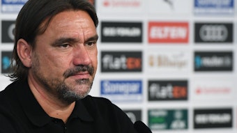 Daniel Farke, neuer Cheftrainer bei Borussia Mönchengladbach, bei seiner Vorstellung am 5. Juni 2022 im Borussia-Park.