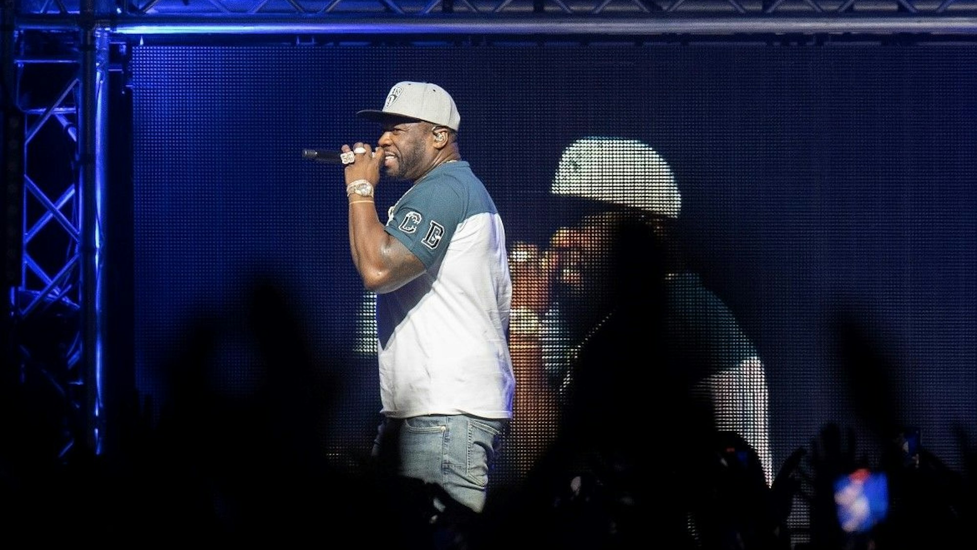 Rapper 50 Cent auf einem Konzert.