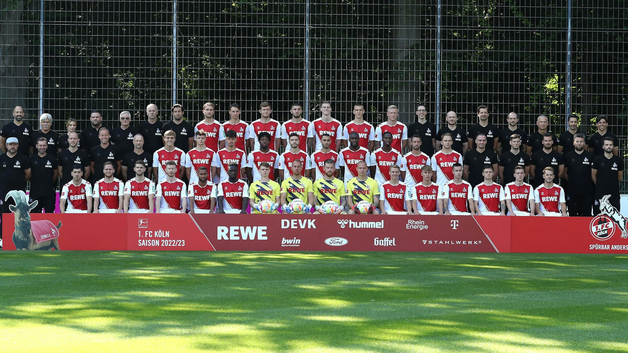 Profis und Staff des 1. FC Köln auf dem gemeinsamen Mannschaftsfoto.