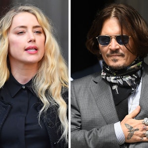 KOMBO - Schauspielerin Amber Heard (Archivfoto vom 28.07.2020) und Johnny Depp (Archivfoto vom 23.07.2020) bei der Ankunft am High Court. D