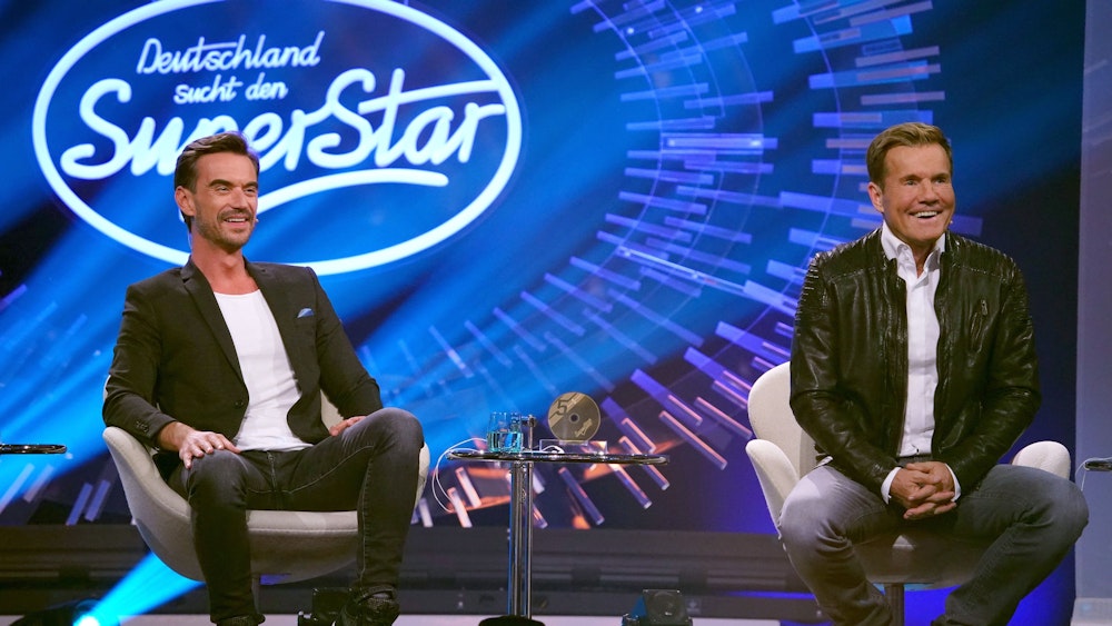 Florian Silbereisen (l.) und Dieter Bohlen während der 17. Staffel der RTL-Castingshow „Deutschland sucht den Superstar“.