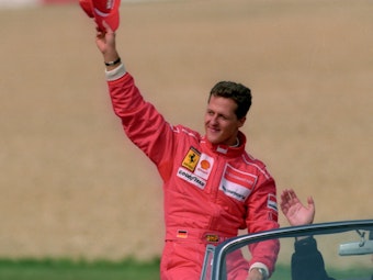 Michael Schumacher bei der Vorstellung als neuer Ferrari-Fahrer.