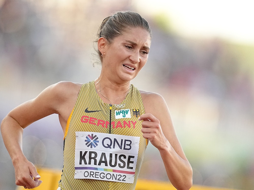 Gesa Felicitas Krause während ihres Final-Rennens bei der Leichtathletik-WM