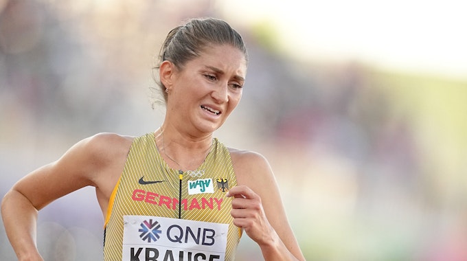 Gesa Felicitas Krause während ihres Final-Rennens bei der Leichtathletik-WM