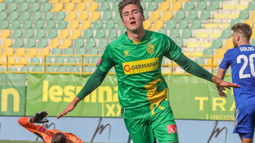 Dion Drena Beljo is said to be at the top of Borussia Mönchengladbach's wish list.  Photo shows a striker celebrating a goal in a match with NK Istra against NK Lokomotiva on April 23, 2022.