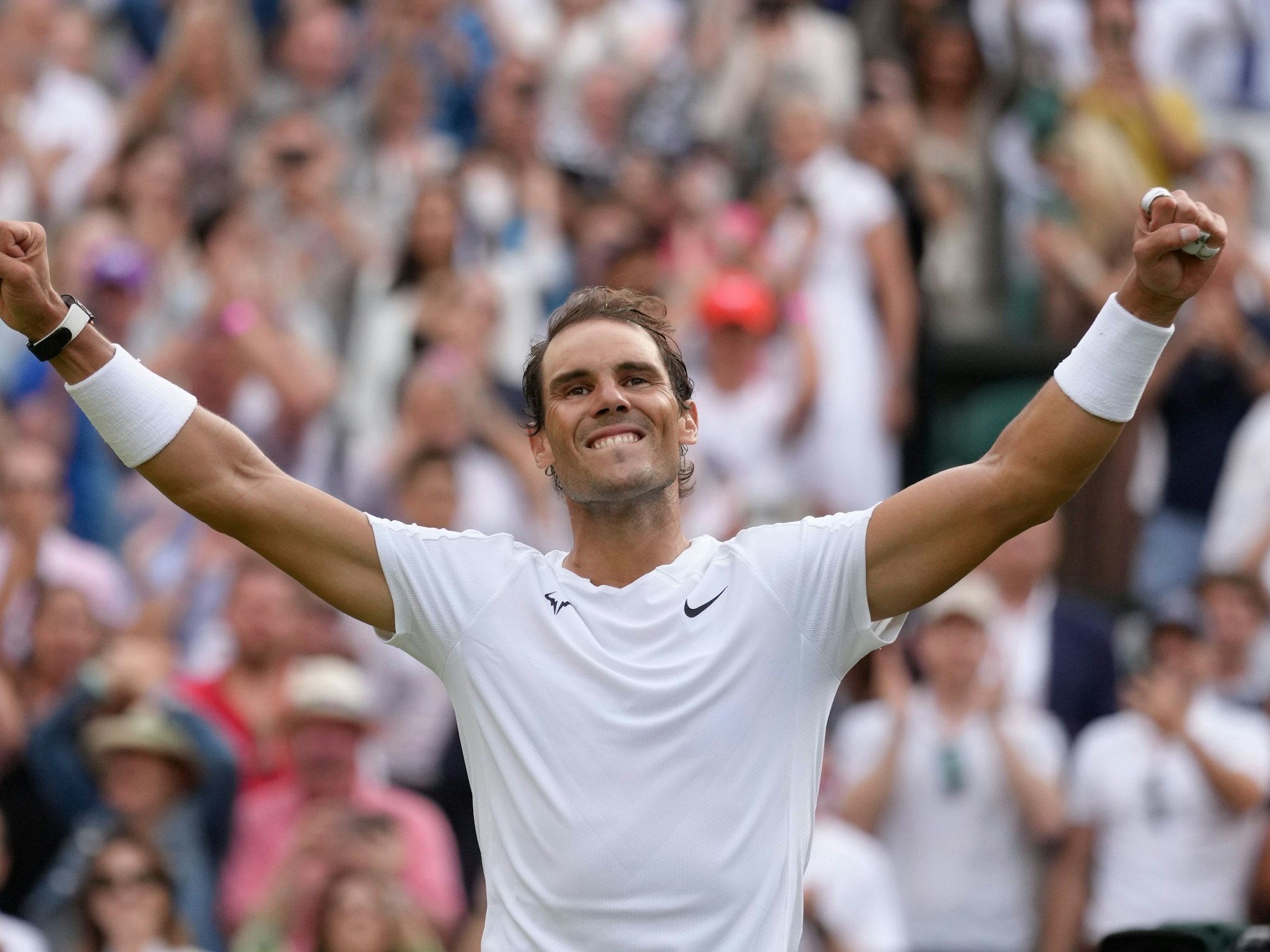 Rafael Nadalim Viertelfinale vom Wimbledon am 06. Juli 2022.