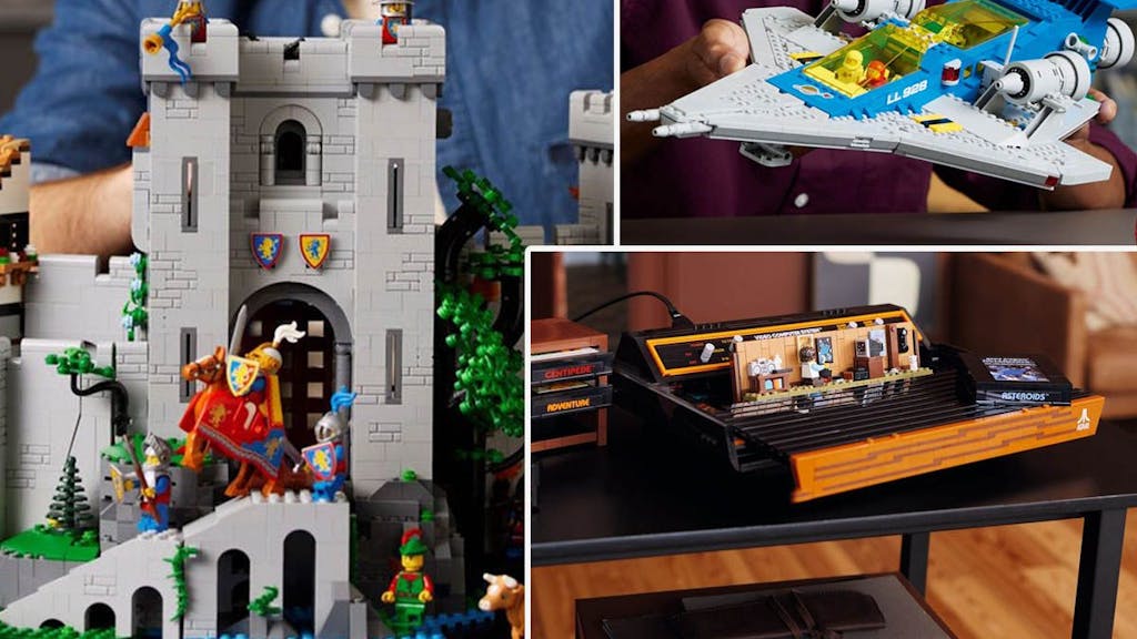 Lego Burg der Löwenritter, Entdeckerraumschiff und Atari 2600 Spielekonsole. Bilder zum Lego-Neuheiten-Artikel August 2022.