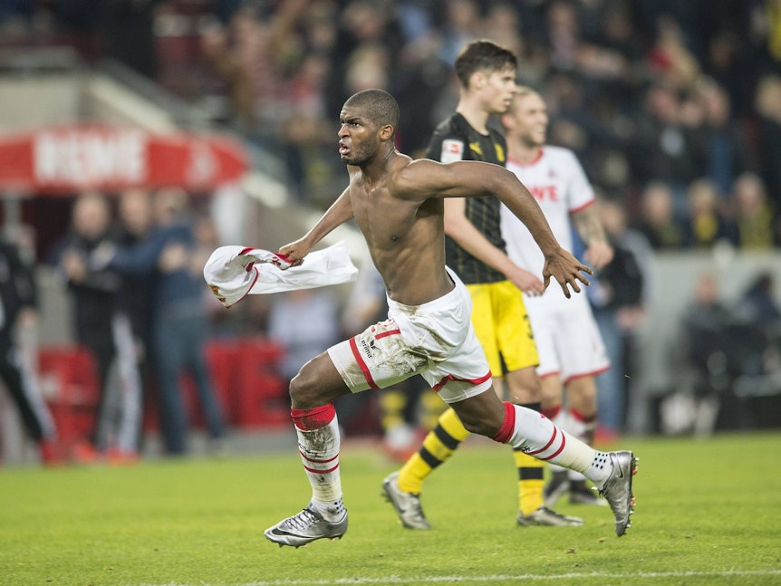 Anthony Modeste bejubelt sein Tor zum 2:1-Sieg gegen Borussia Dortmund am 19. Dezember 2015.