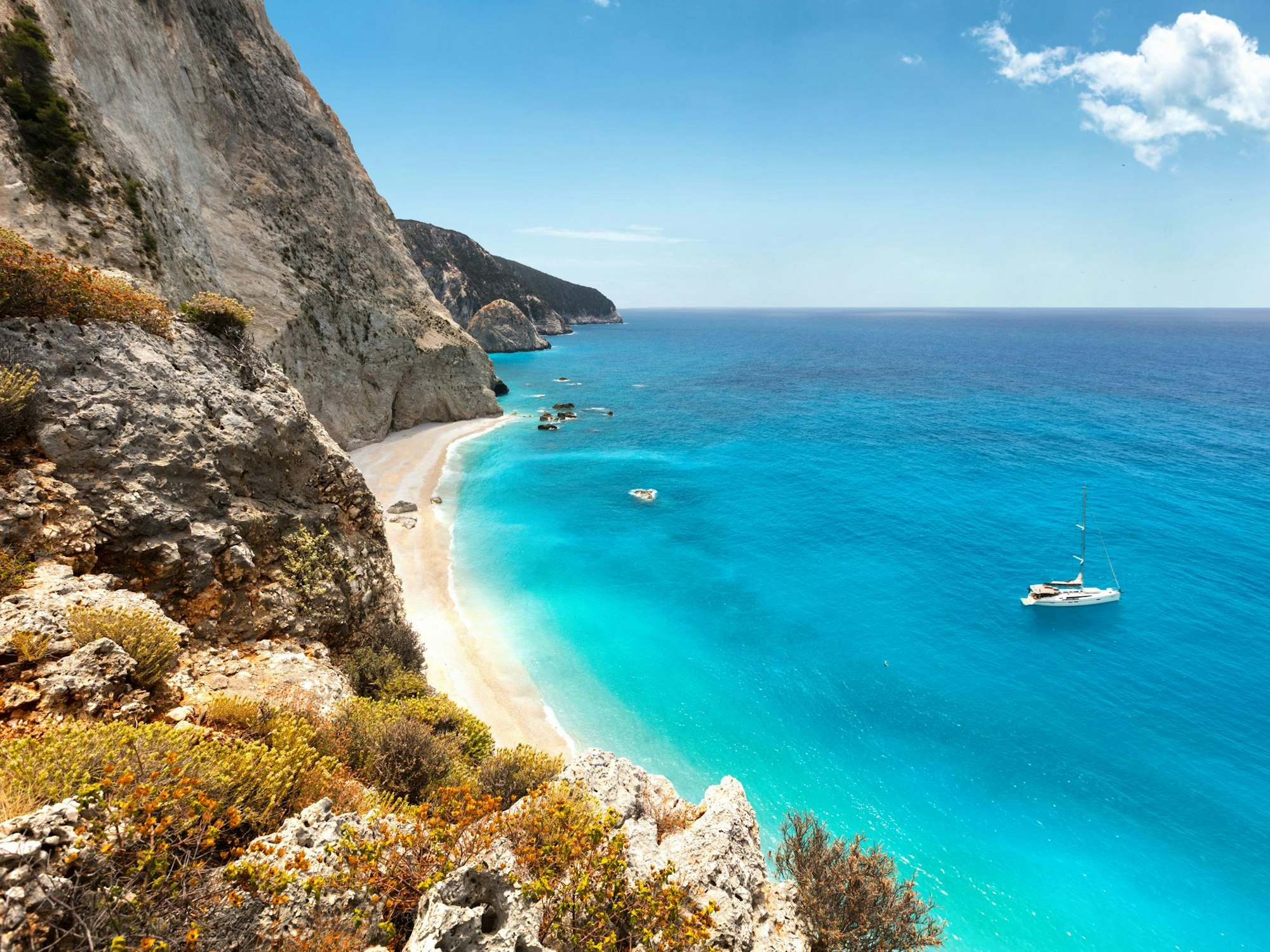 Eine Bucht in Lefkada, Griechenland.
