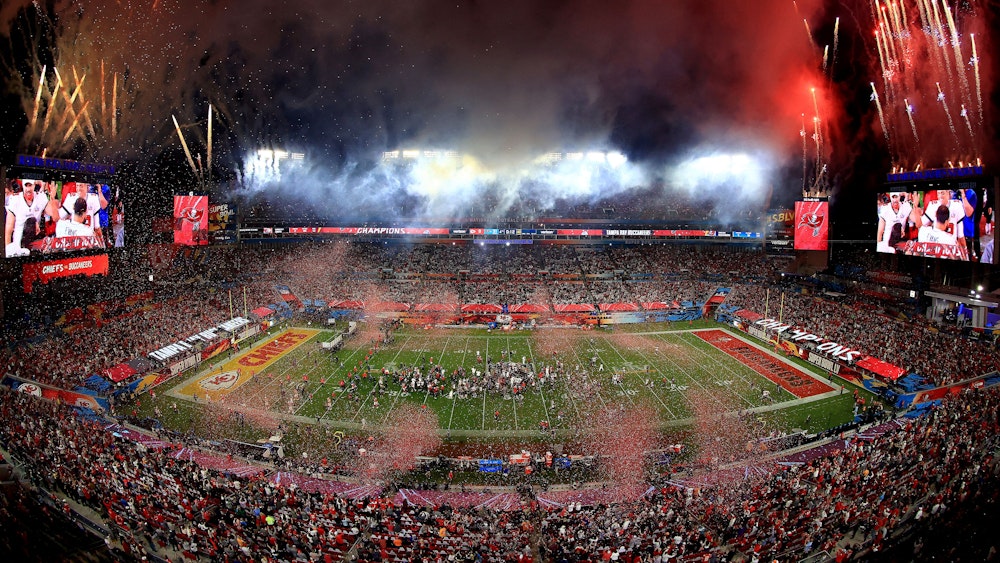 Feuerwerk beim Super Bowl 2021 in Tampa Bay.