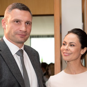 Der Bürgermeister von Kyjiw und ehemalige Boxer Vitali Klitschko und seine Frau Natalia Klitschko im Mai.2017 bei einem Empfang zum Eurovision Song Contest.