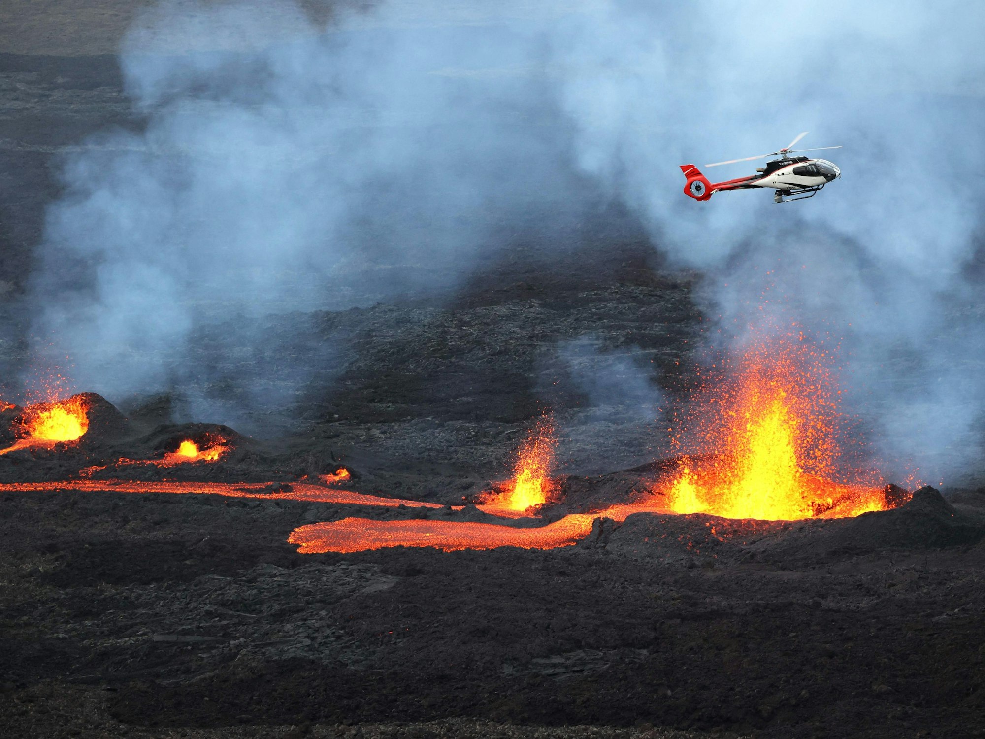 Auf der französischen Insel Reunion kocht der Vulkan Piton de la Fournaise.