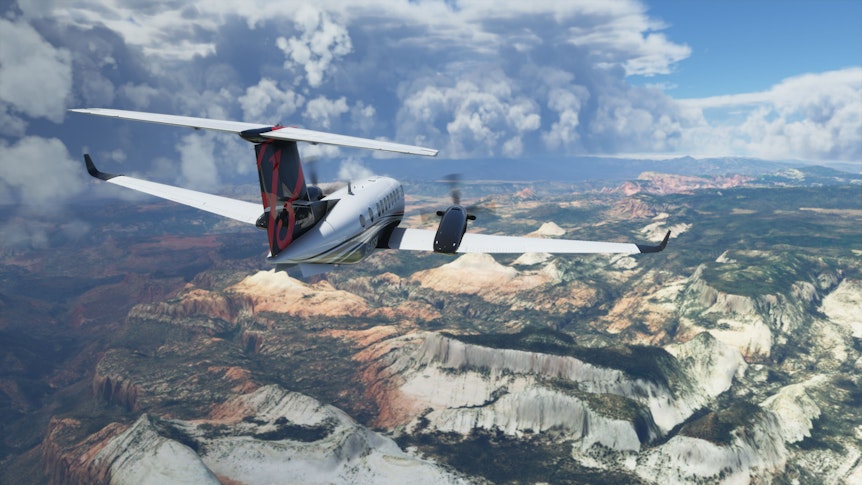 In „Microsoft Flight Simulator“ erkunden Spieler die offene Welt vom Himmel aus.