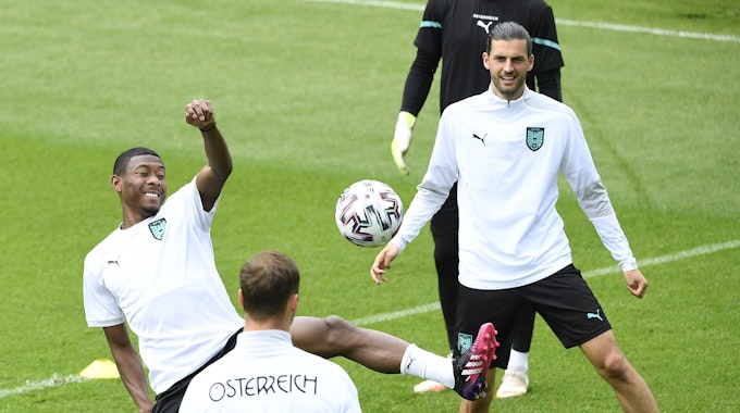 David Alaba und Florian Grillitsch trainieren am 25. Juni 2021 mit Österreichs Nationalteam.