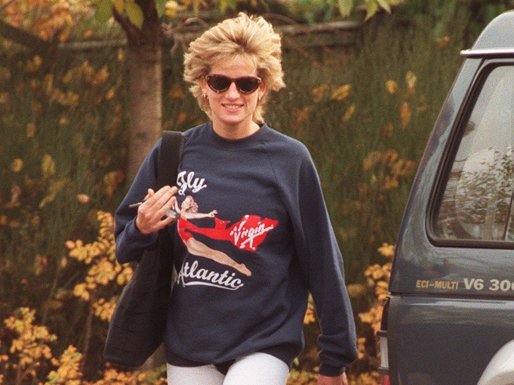 Diana, Prinzessin von Wales, Virgin Atlantic Sweatshirt mit der Aufschrift "Fly Atlantic".