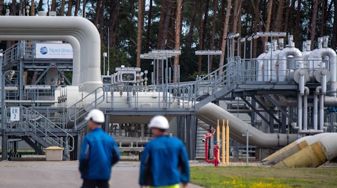 Rohrsysteme und Absperrvorrichtungen in der Gasempfangsstation der Ostseepipeline Nord Stream 1 in Mecklenburg-Vorpommern. Stefan Sauer/dpa