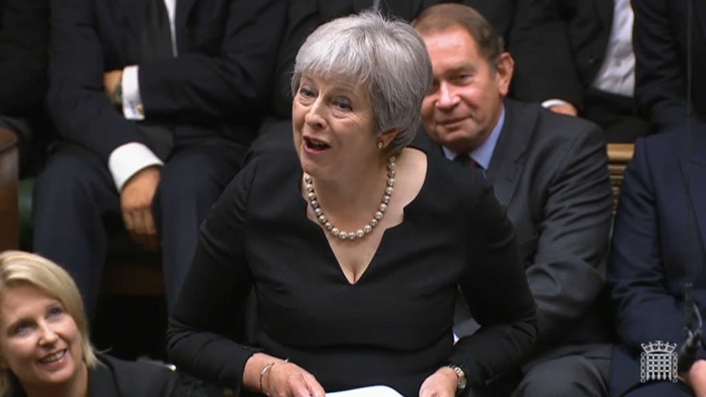 Theresa May, ehemalige Premierministerin von Großbritannien, liest am Freitag (9. September) eine Würdigung im Unterhaus nach dem Tod von Königin Elisabeth II.