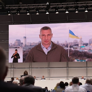 Kyjiws Bürgermeister Vitali Klitschko spricht am Samstag (9. September) auf dem CDU-Parteitag in Hannover.