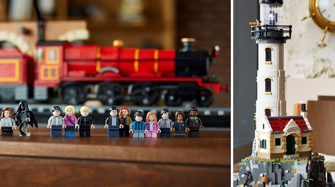 Lego Harry Potter Hogwarts Express und Lego Ideas Motorisierter Leuchtturm. Bilder zum Lego-Neuheiten-Artikel September 2022.
