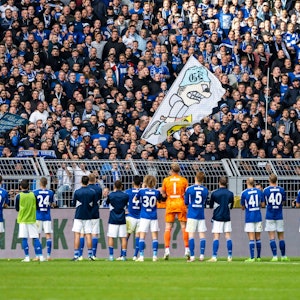 Die Schalker Spieler stehen enttäuscht vor ihren Fans.