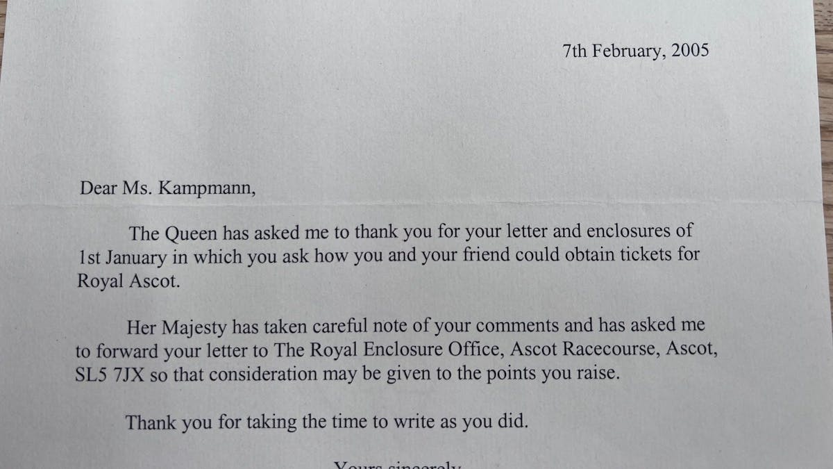 Brief der Queen Elizabeth an Monika Kampmann