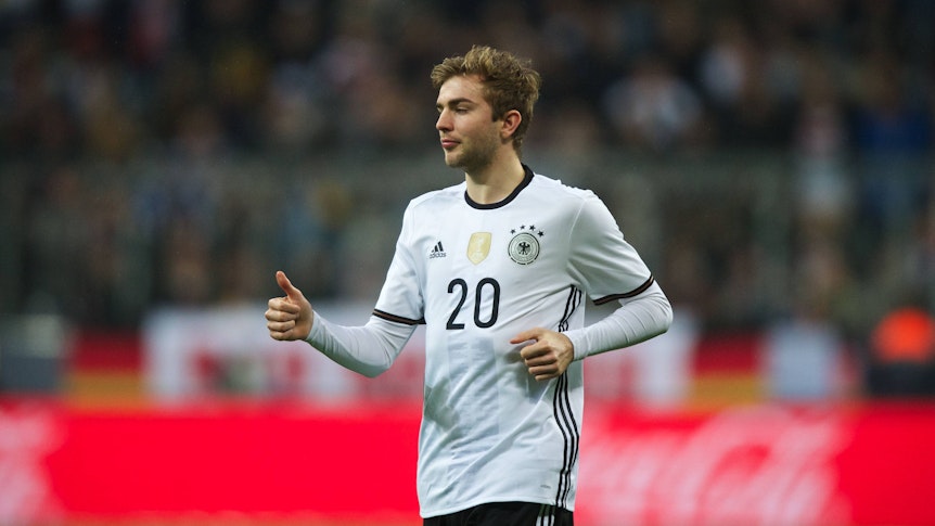 Christoph Kramer von Borussia Mönchengladbach am 29. März 2016 bei seinem bislang letzten Länderspiel für die Deutsche Nationalmannschaft gegen Italien.