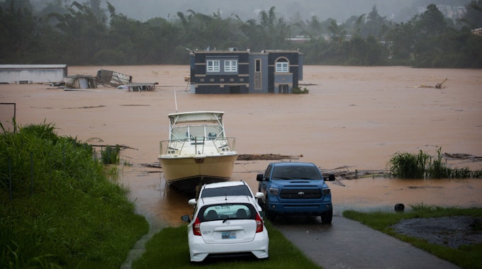 Ein Haus auf Puerto Rico steht unter Wasser, nachdem Hurrikan Fiona am 18. September 2022 auf die Karibikinsel getroffen ist.