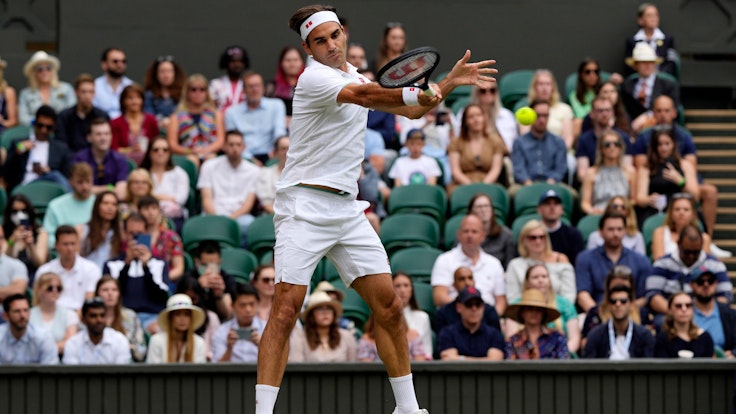 Roger Federer während eines Tennis-Matches am 3. Juli 2022.
