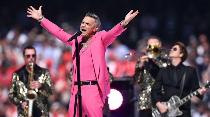 Entertainer Robbie Williams singt in Melbourne.