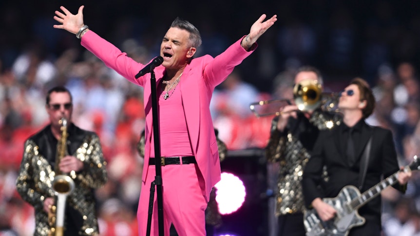Entertainer Robbie Williams beim AFL Grand Final in Melbourne.