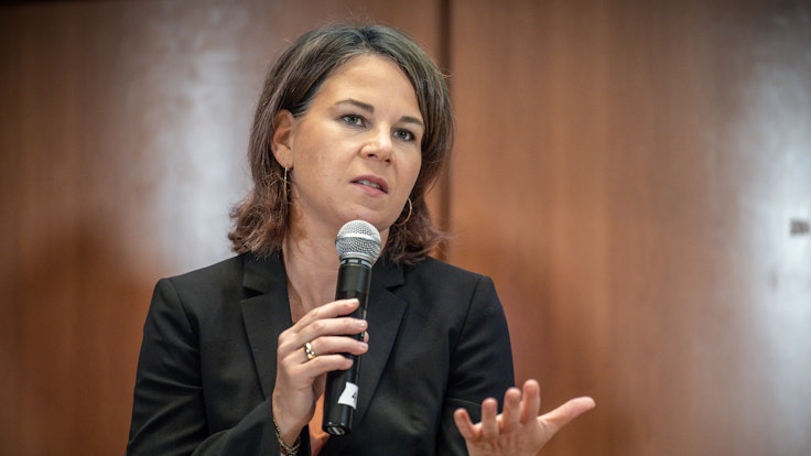 Annalena Baerbock (Bündnis90/Die Grünen), Außenministerin, spricht bei einer Diskussion zu Feministischer Außenpolitik am Rande der Generaldebatte der UN-Vollversammlung.